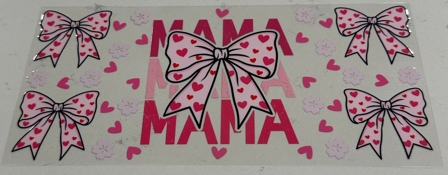 Mama Pink Bows With Red Hearts