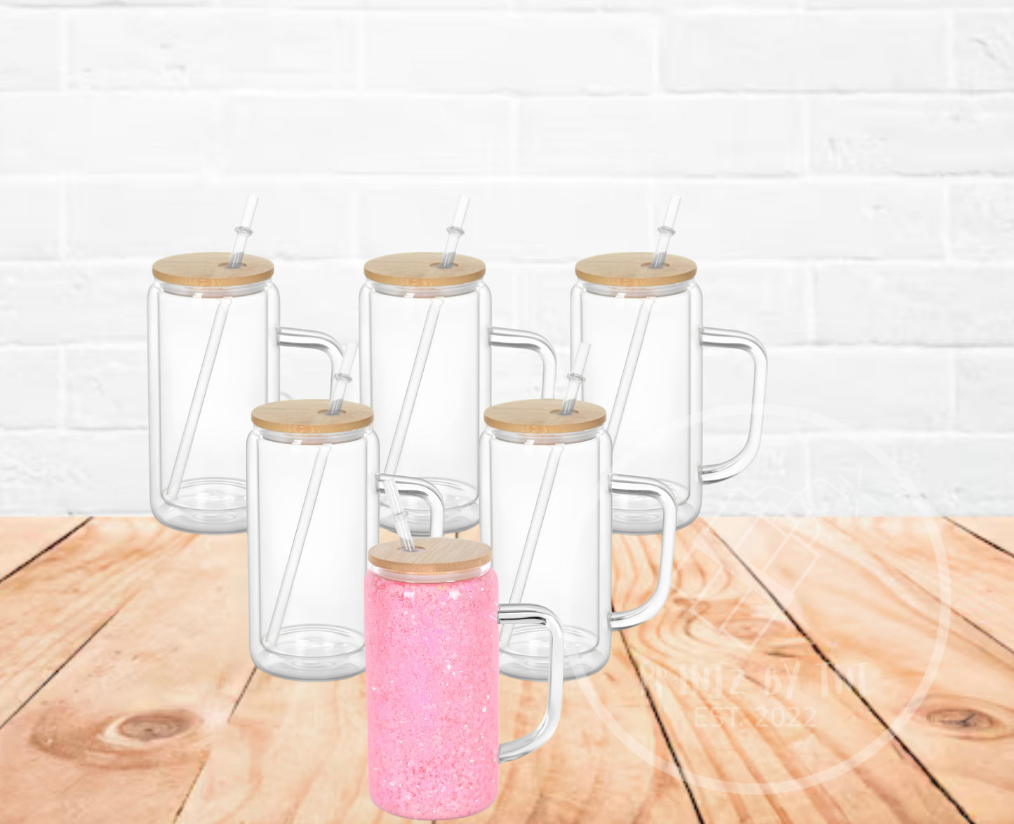 16oz Glass Snow Globe Tumbler With Handle
