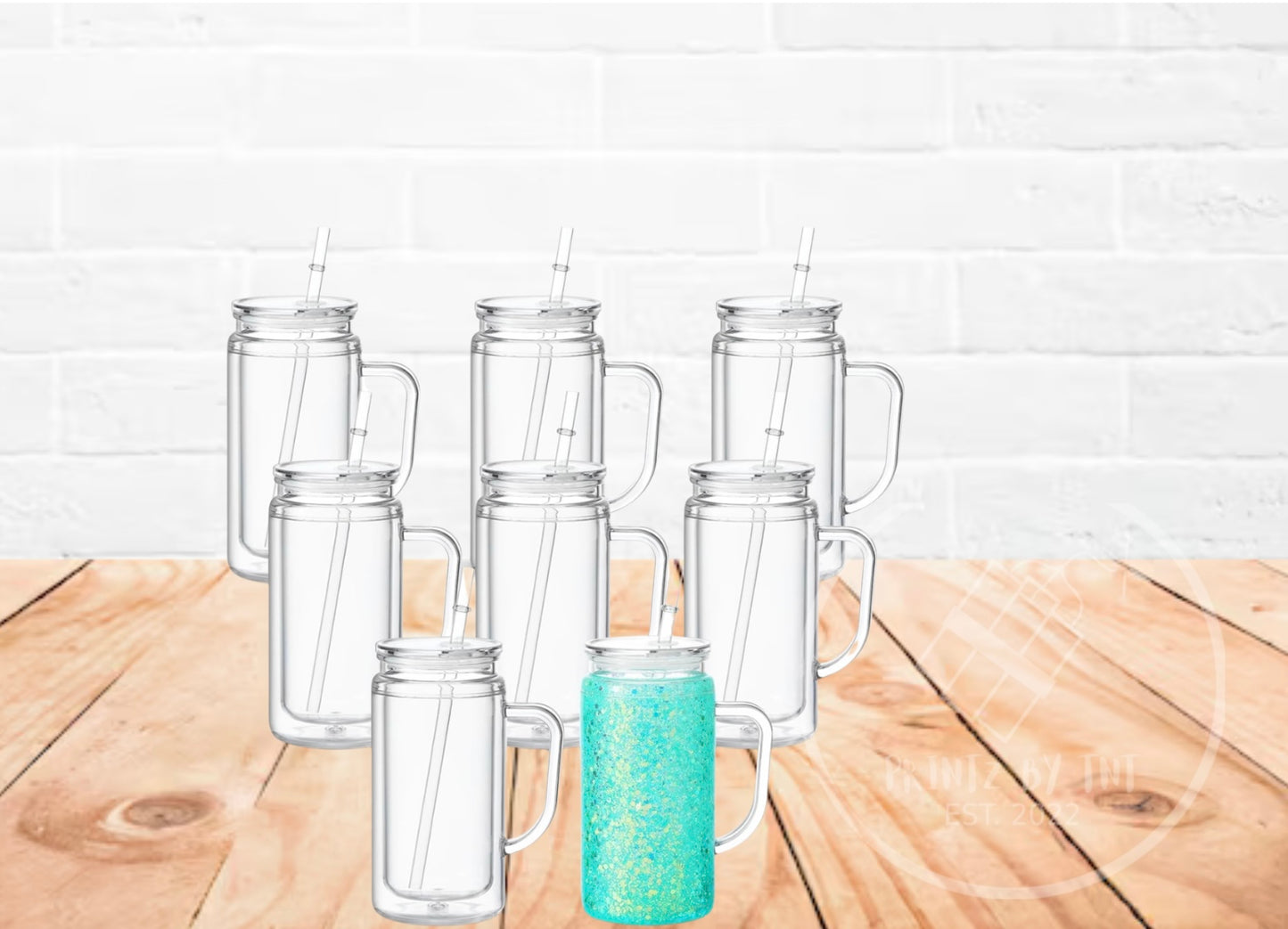 16oz Acrylic Snow Globe Tumbler W/Handle