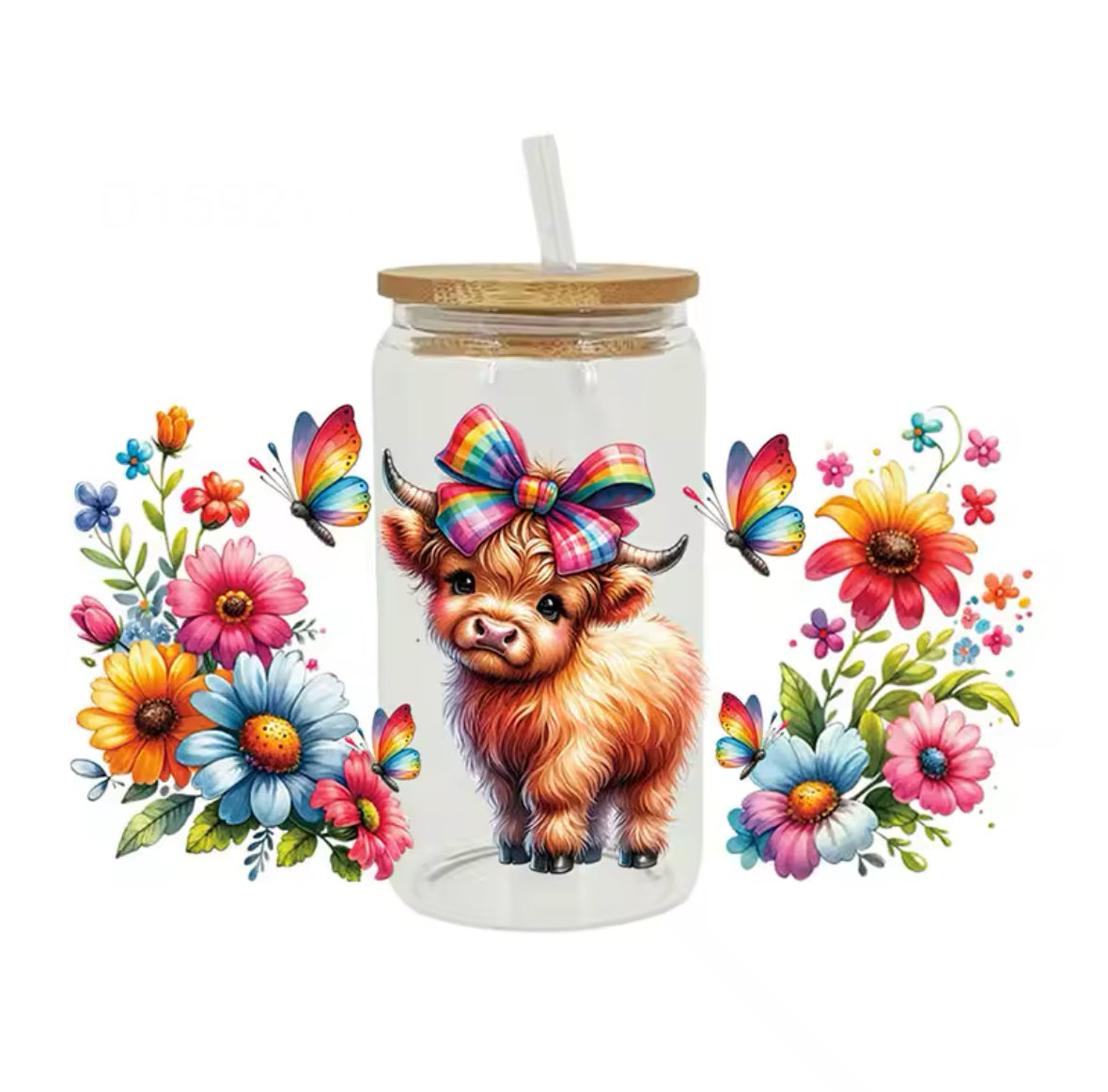 Highland Cow With Flowers