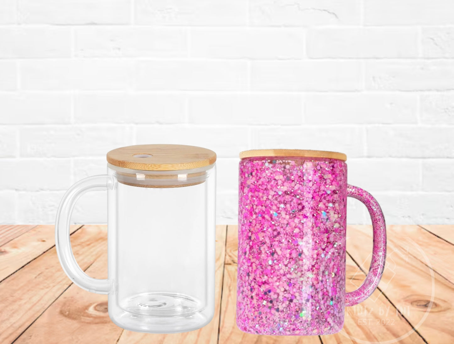 16oz Glass Coffee Mug Snow Globe Tumbler- With Options To Fill Handle With Glitter