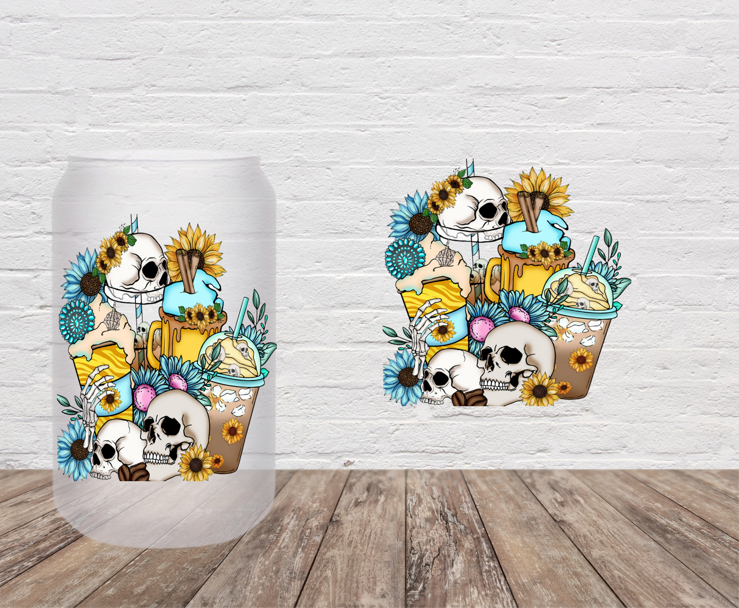 Skulls & Coffee- UV DTF Decal/Sticker