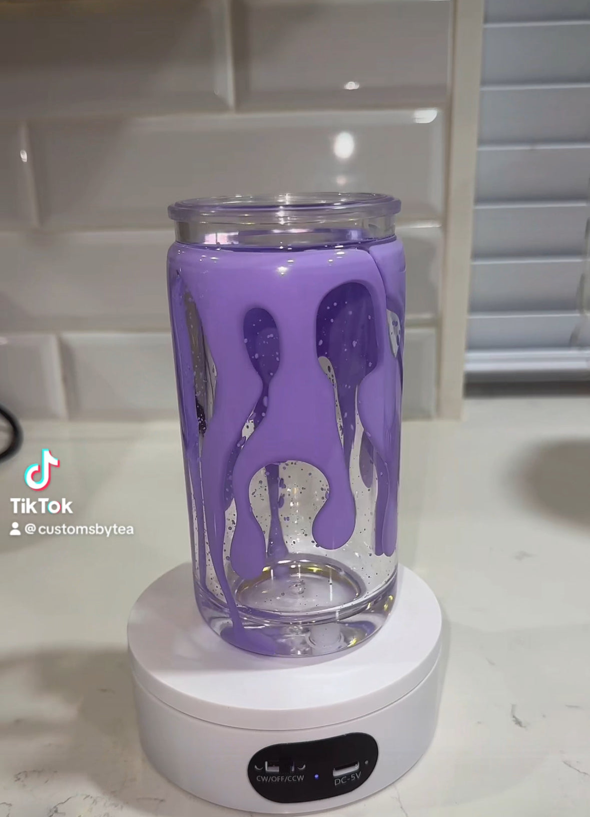 RTS-Premade-16oz Acrylic Snow Globe W/Purple Lava