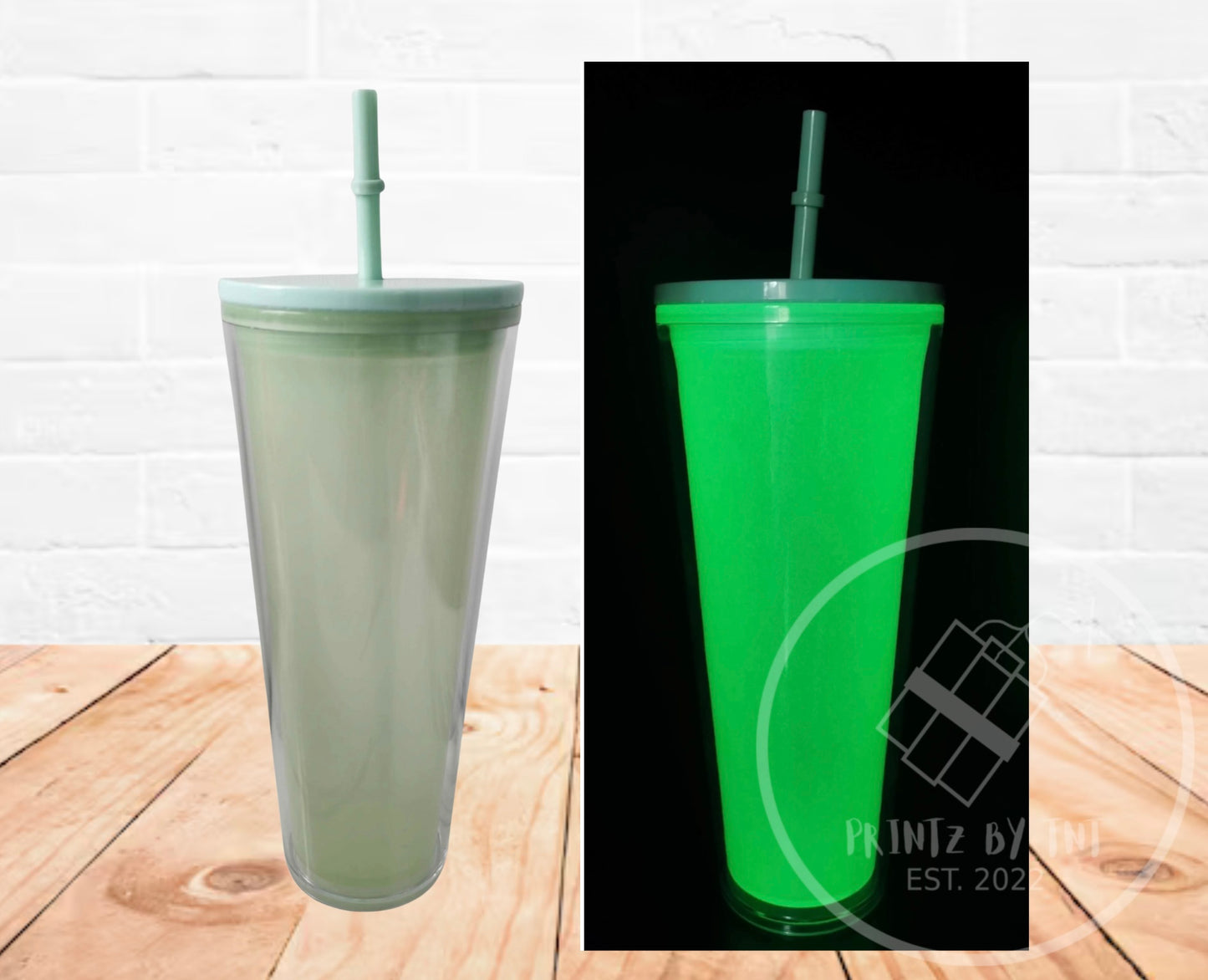 24oz Glow In The Dark Acrylic Snow Globe Tumbler