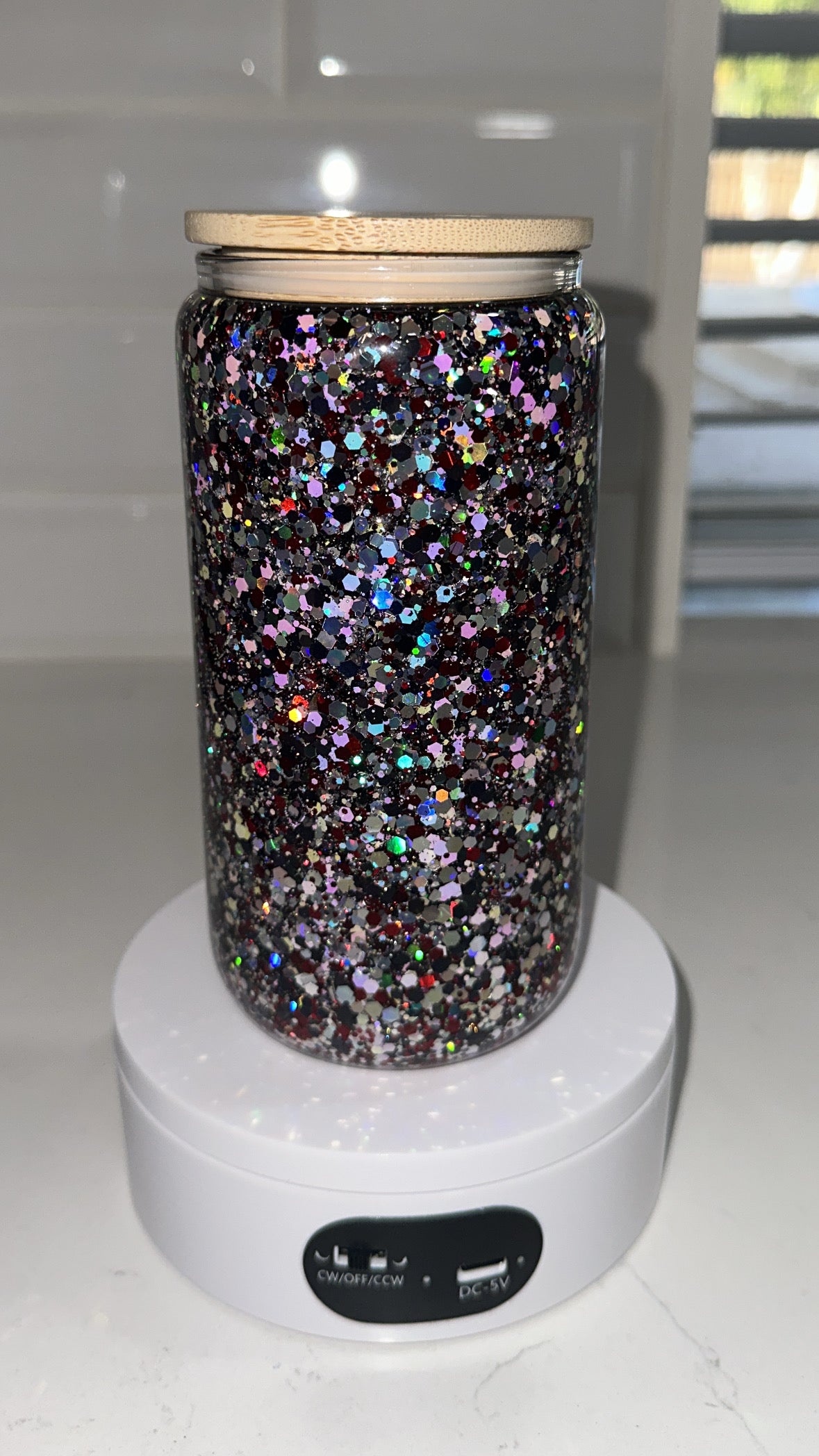RTS-Premade-16oz Glass Snow Globe Medium Flow Glitter