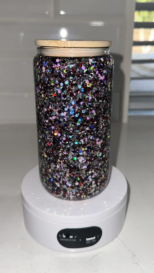 RTS-Premade-16oz Glass Snow Globe Medium Flow Glitter