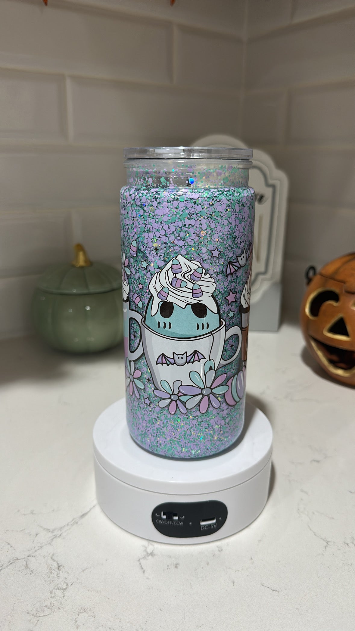 RTS-Premade-20oz Acrylic Suspended Flow With GLOW Glitter