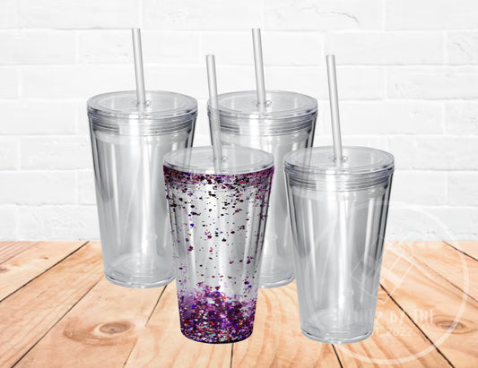 16oz Acrylic Tapered Snow Globe Tumbler