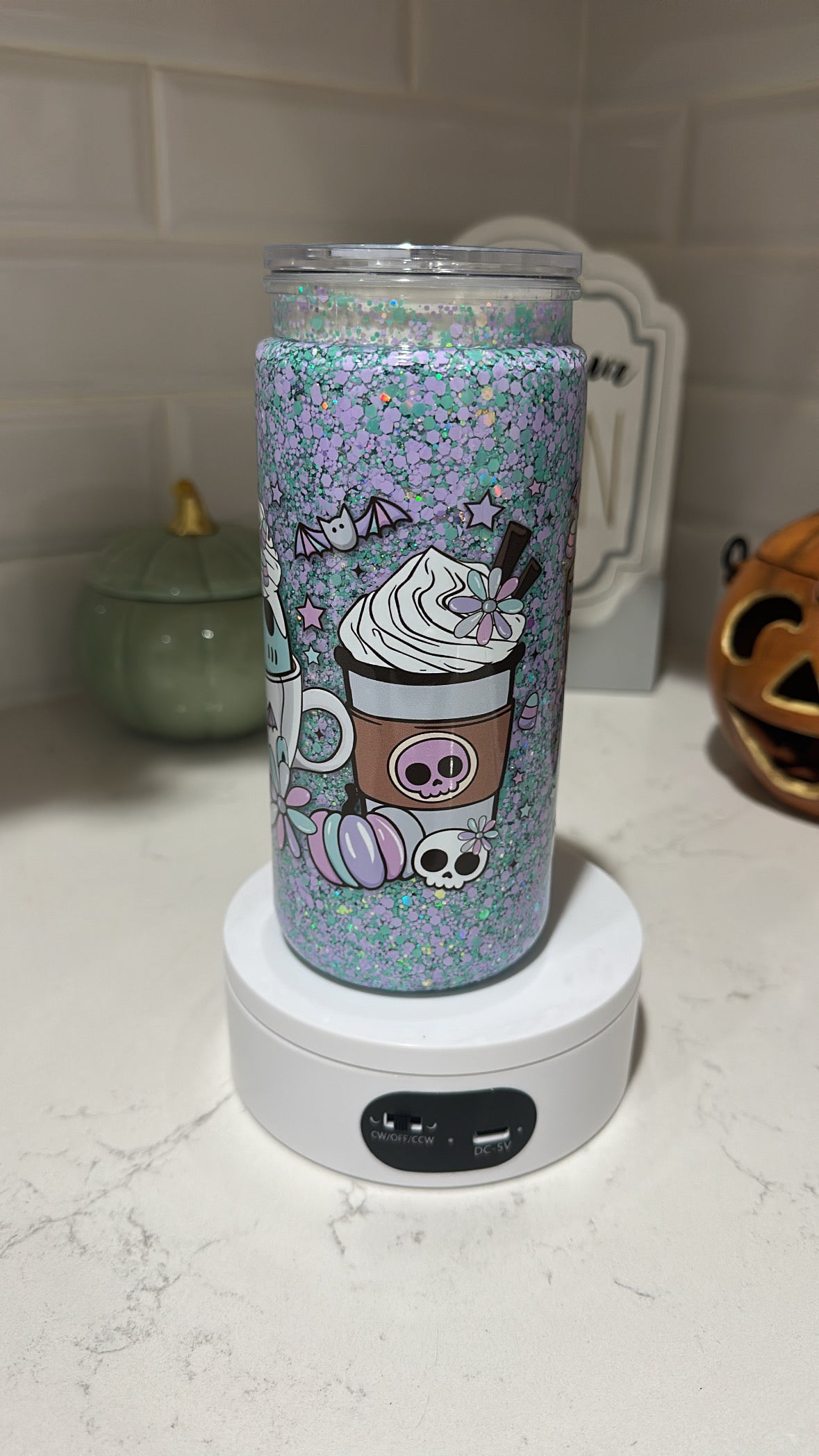 RTS-Premade-20oz Acrylic Suspended Flow With GLOW Glitter