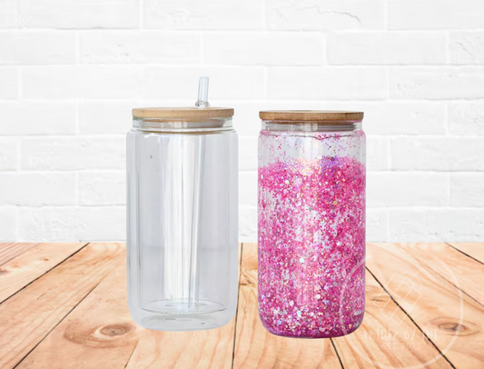 16oz Glass Snow Globe Tumbler