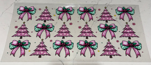 Pink & Green Christmas Tree & Bows