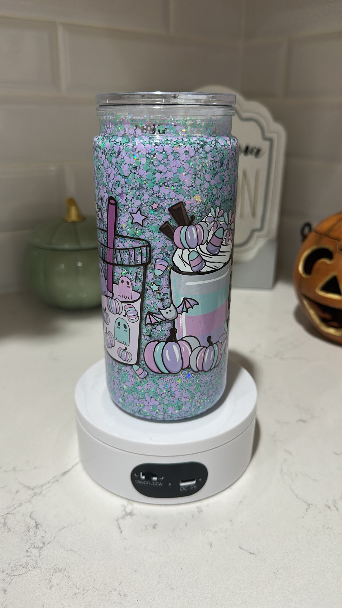 RTS-Premade-20oz Acrylic Suspended Flow With GLOW Glitter