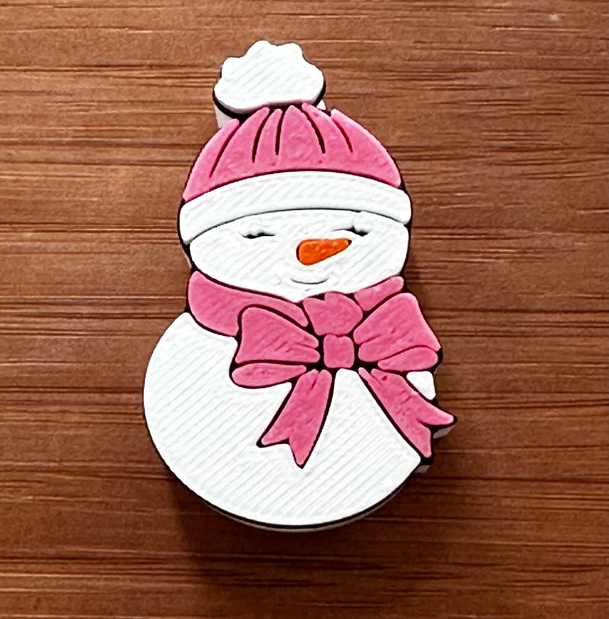 Snowman With Pink Straw Topper